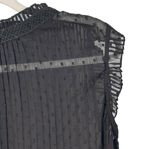 Adrianna Papell Women's Swiss Dot Pleated Sleeveless Blouse - Picture 5 of 14